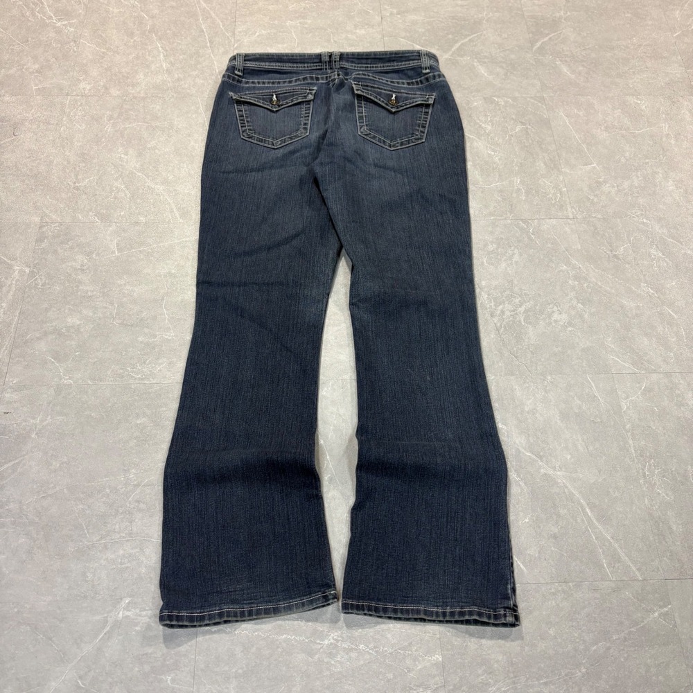 Apt 9 Womens Blue Denim Bootcut Jeans Size 10 Dark Wash Stretch Flap Pocket